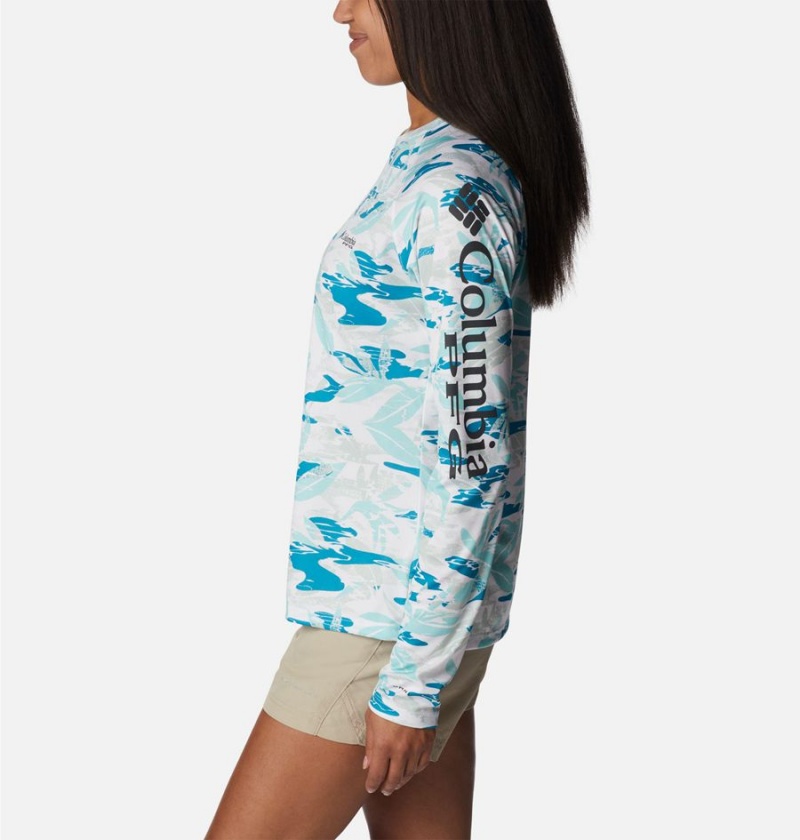 Turquoise Women's Columbia PFG Super Tidal Long Sleeve T-Shirt | EVRPA-4195