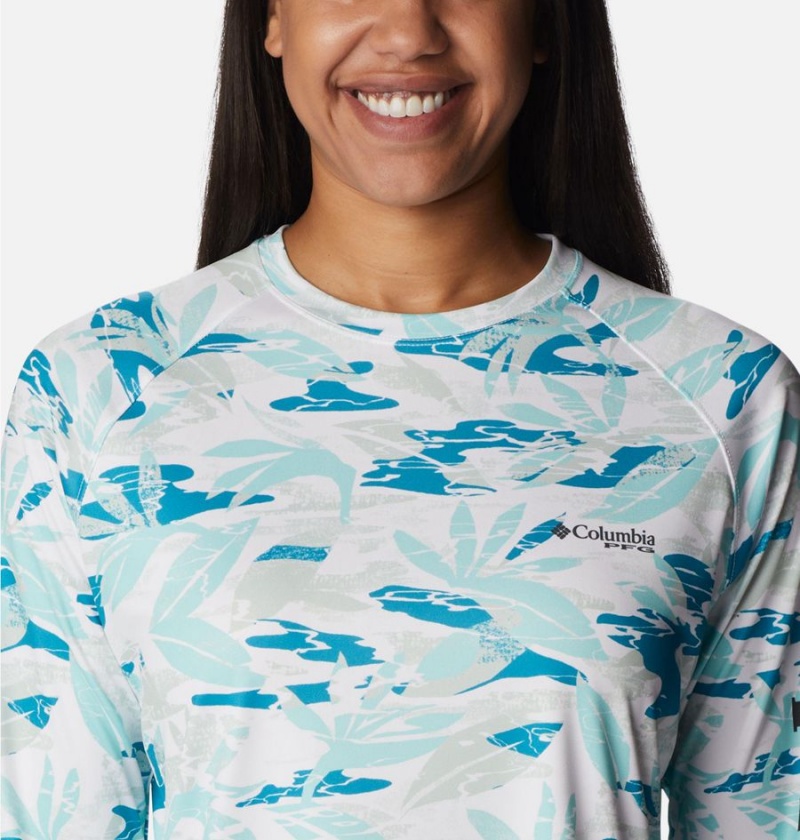 Turquoise Women's Columbia PFG Super Tidal Long Sleeve T-Shirt | EVRPA-4195