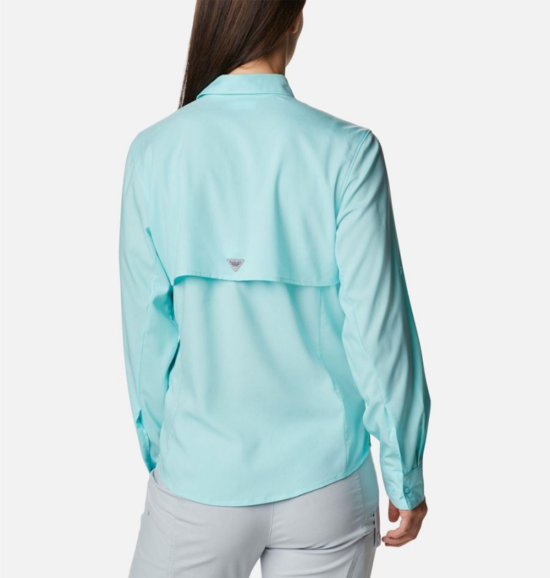 Turquoise Women's Columbia PFG Tamiami II Long Sleeve Shirt | DUGPJ-5317