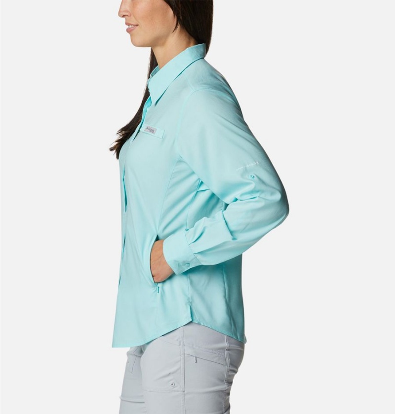 Turquoise Women's Columbia PFG Tamiami II Long Sleeve Shirt | DUGPJ-5317