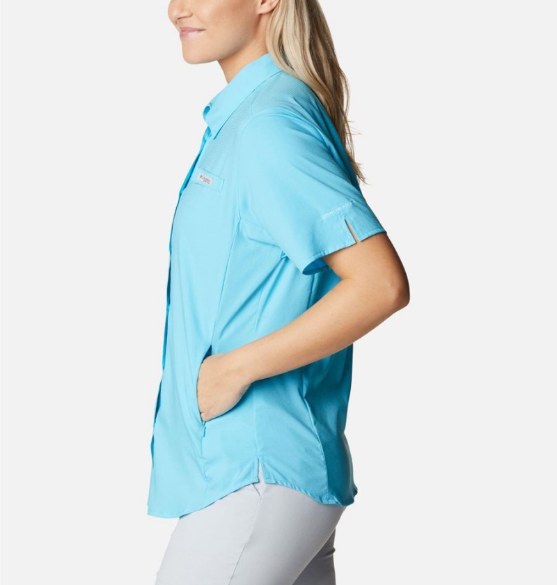 Turquoise Women's Columbia PFG Tamiami II Short Sleeve Shirt | RYXFG-4106