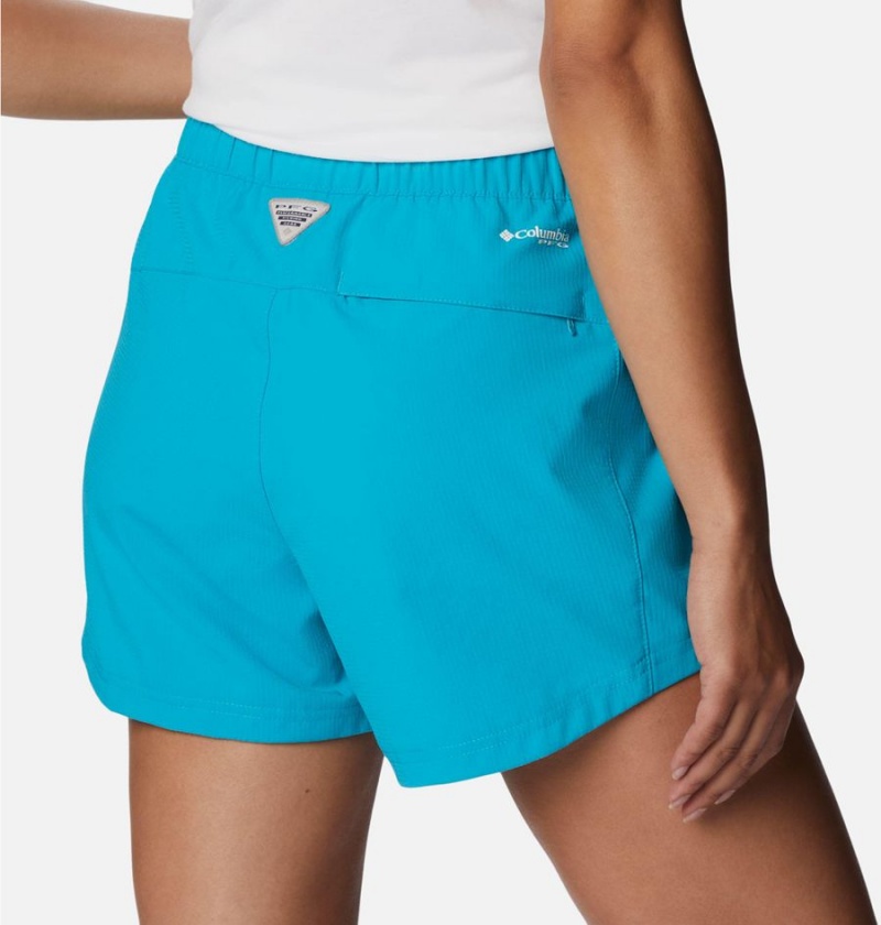 Turquoise Women's Columbia PFG Tamiami Pull-On Shorts | FZBTP-2516