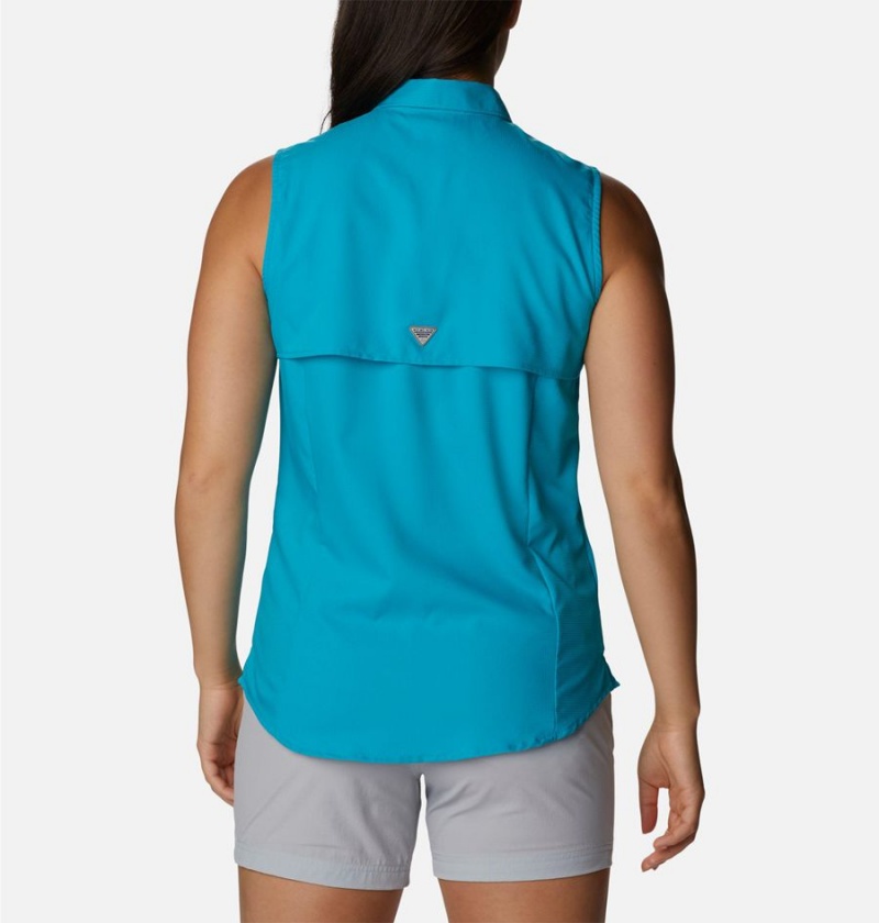 Turquoise Women's Columbia PFG Tamiami Sleeveless Tank Top | URFZY-5601