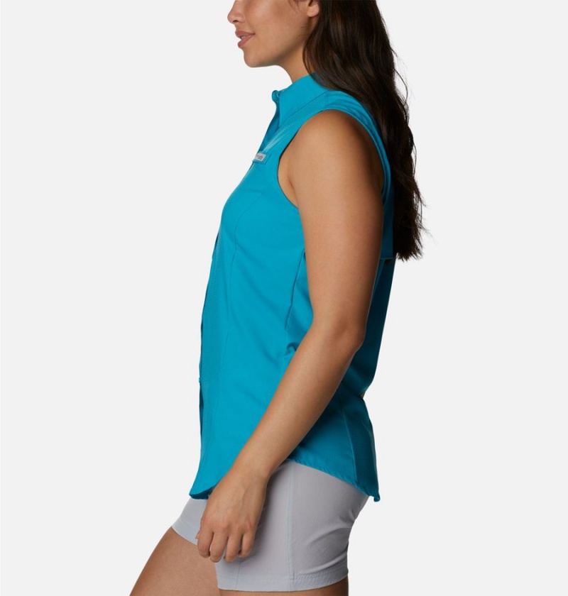 Turquoise Women's Columbia PFG Tamiami Sleeveless Tank Top | URFZY-5601