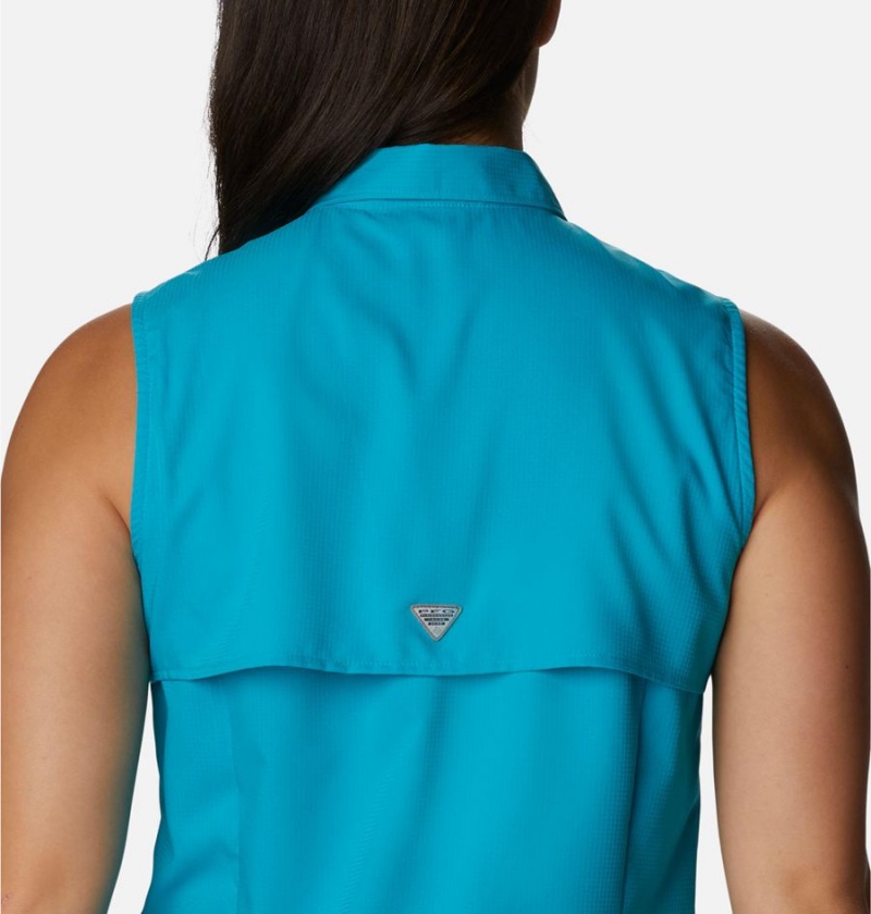 Turquoise Women's Columbia PFG Tamiami Sleeveless Tank Top | URFZY-5601