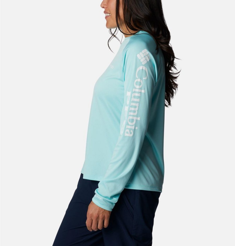 Turquoise Women's Columbia PFG Tidal II Long Sleeve T-Shirt | SDJWU-4759