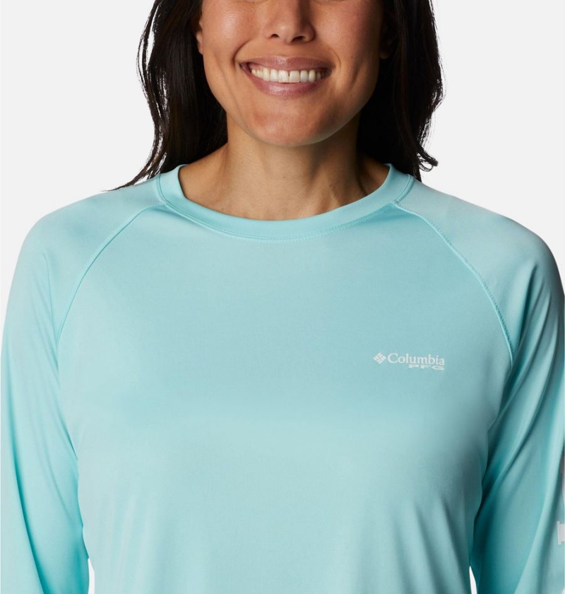 Turquoise Women's Columbia PFG Tidal II Long Sleeve T-Shirt | SDJWU-4759