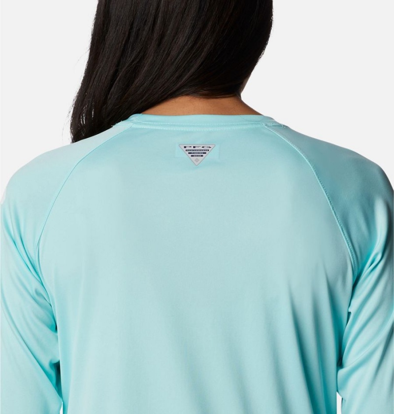 Turquoise Women's Columbia PFG Tidal II Long Sleeve T-Shirt | SDJWU-4759