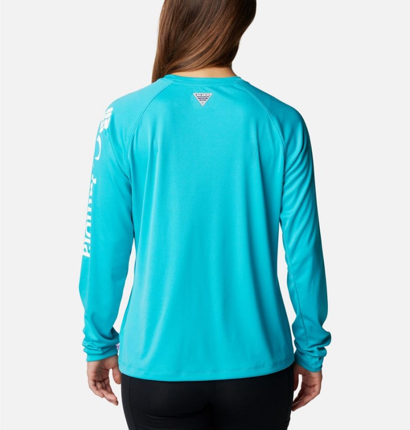 Turquoise Women's Columbia PFG Tidal II Long Sleeve T-Shirt | LIFNW-3504