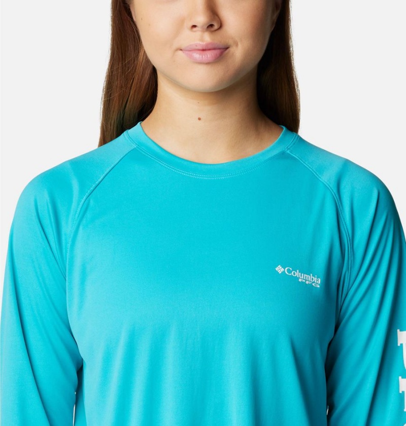 Turquoise Women's Columbia PFG Tidal II Long Sleeve T-Shirt | LIFNW-3504