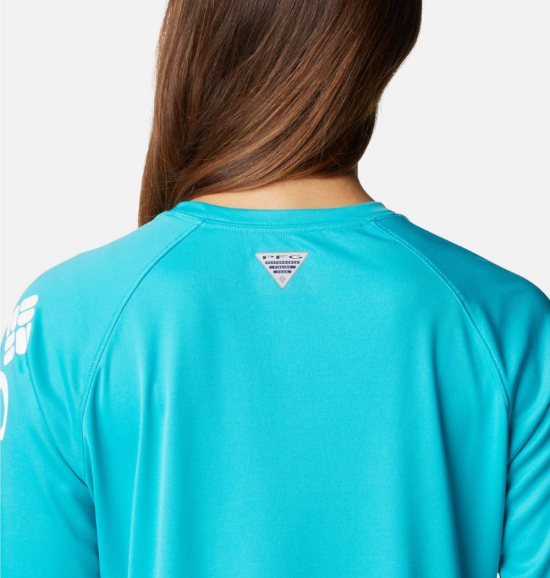 Turquoise Women's Columbia PFG Tidal II Long Sleeve T-Shirt | LIFNW-3504