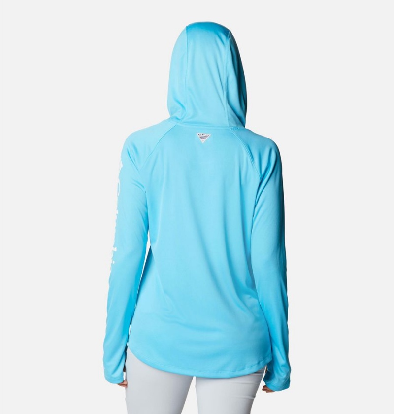 Turquoise Women's Columbia PFG Tidal Tee Hoodie | PRDZF-2937