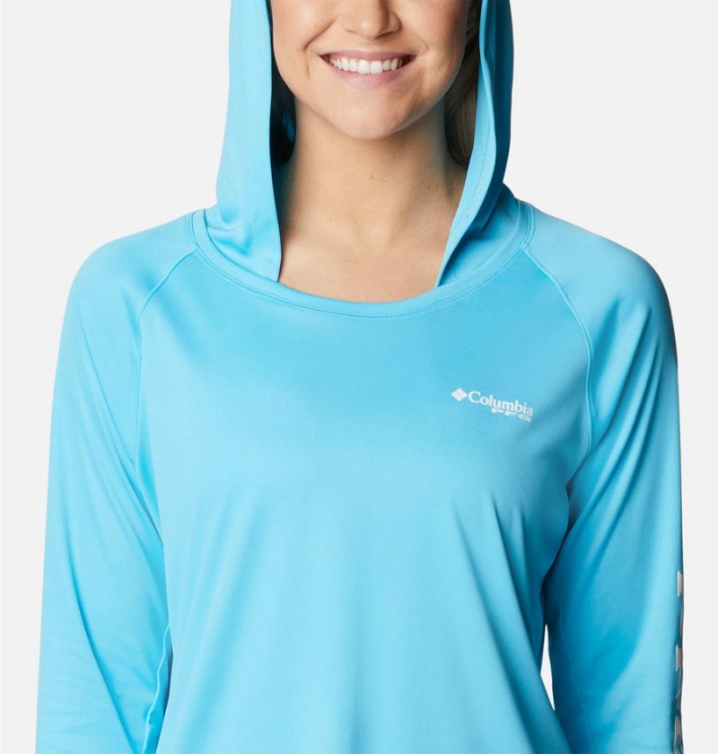 Turquoise Women's Columbia PFG Tidal Tee Hoodie | PRDZF-2937