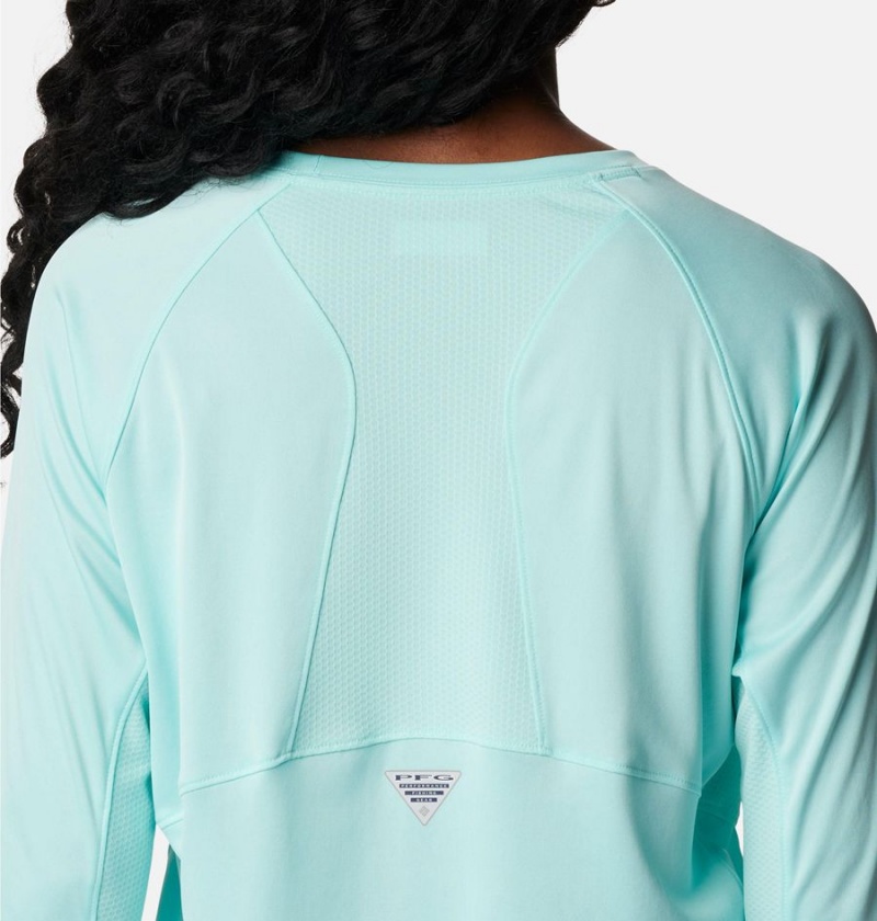 Turquoise Women's Columbia PFG Tidal Vent Long Sleeve T-Shirt | DVWPG-8032