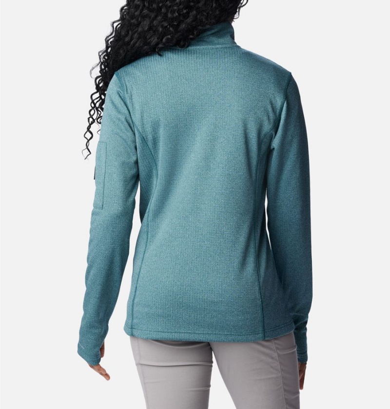 Turquoise Women's Columbia Park View Grid Half Zip Fleece Pullover | QIAVX-8456