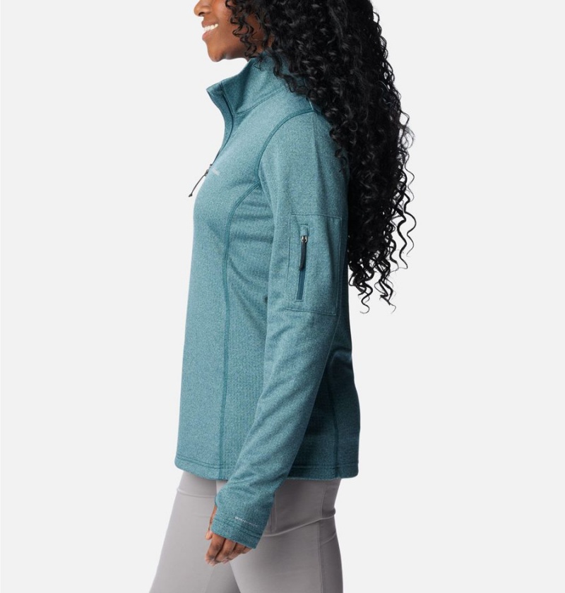 Turquoise Women's Columbia Park View Grid Half Zip Fleece Pullover | QIAVX-8456