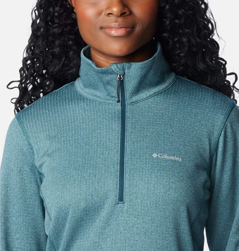 Turquoise Women's Columbia Park View Grid Half Zip Fleece Pullover | QIAVX-8456