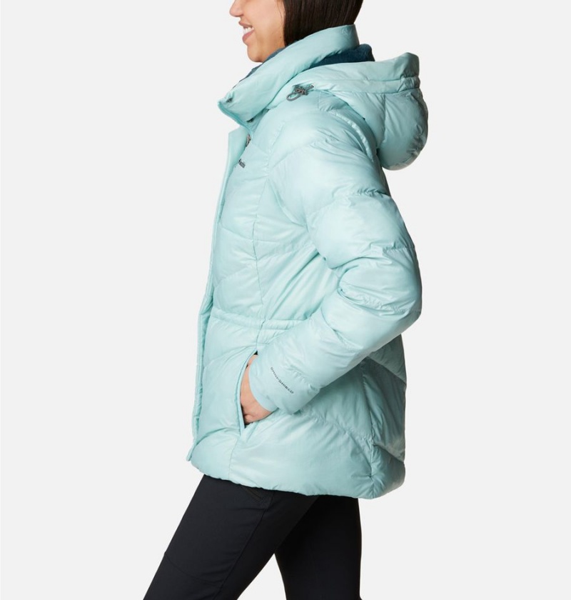 Turquoise Women's Columbia Peak to Park II Insulated Hooded Puffer Jacket | HUPAG-6104