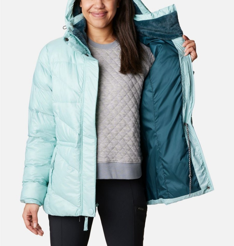 Turquoise Women's Columbia Peak to Park II Insulated Hooded Puffer Jacket | HUPAG-6104