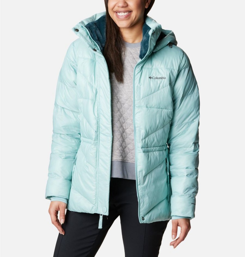 Turquoise Women's Columbia Peak to Park II Insulated Hooded Puffer Jacket | HUPAG-6104