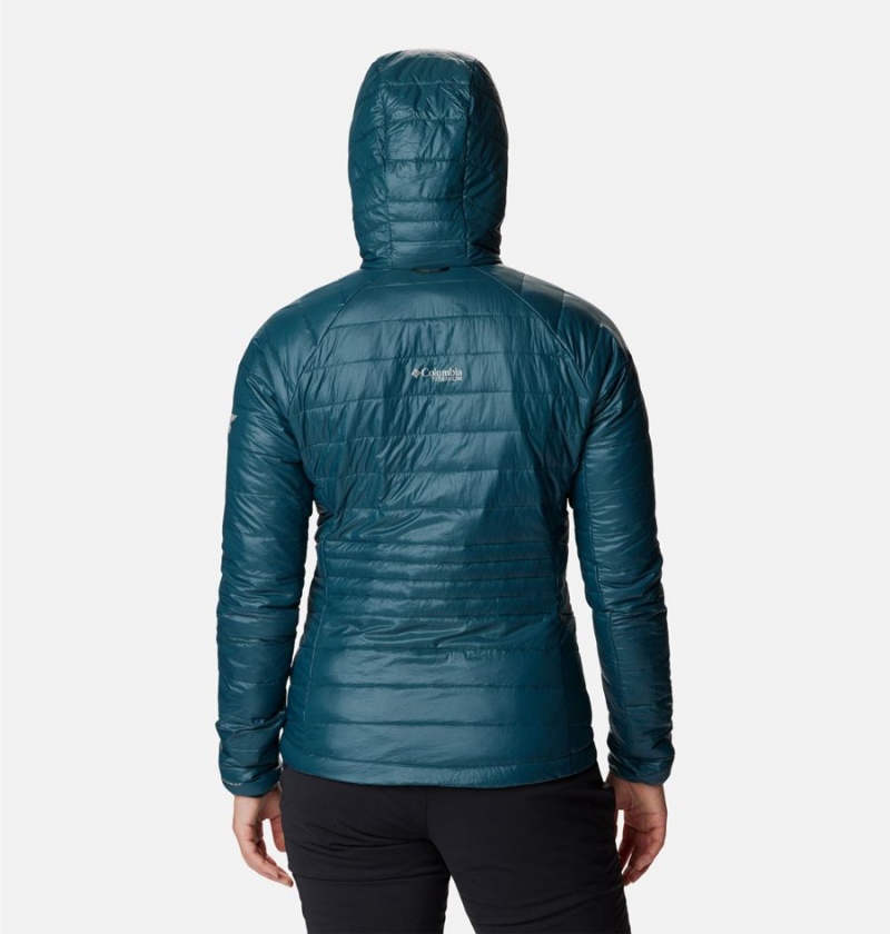 Turquoise Women's Columbia Platinum Peak Hooded Puffer Jacket | WYFPQ-0128