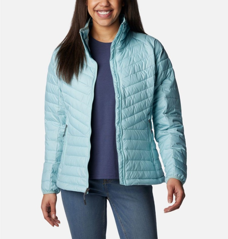 Turquoise Women's Columbia Powder Lite II Full Zip Puffer Jacket | VBLPQ-9182