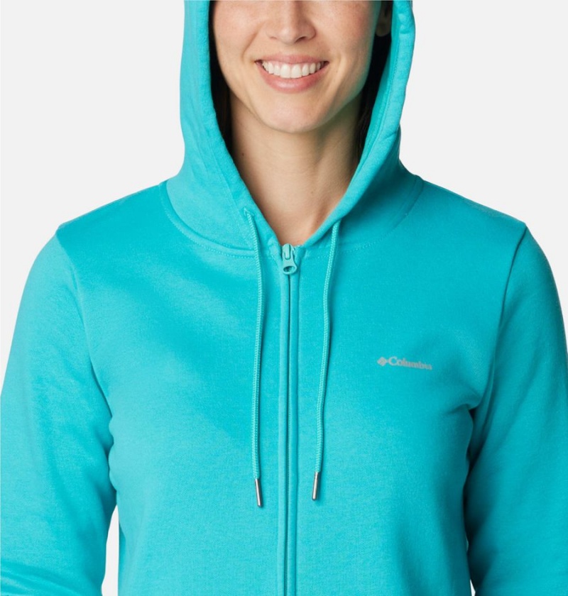 Turquoise Women's Columbia Rush Valley Long Full Zip Hoodie Fleece Jacket | MQJSR-5071