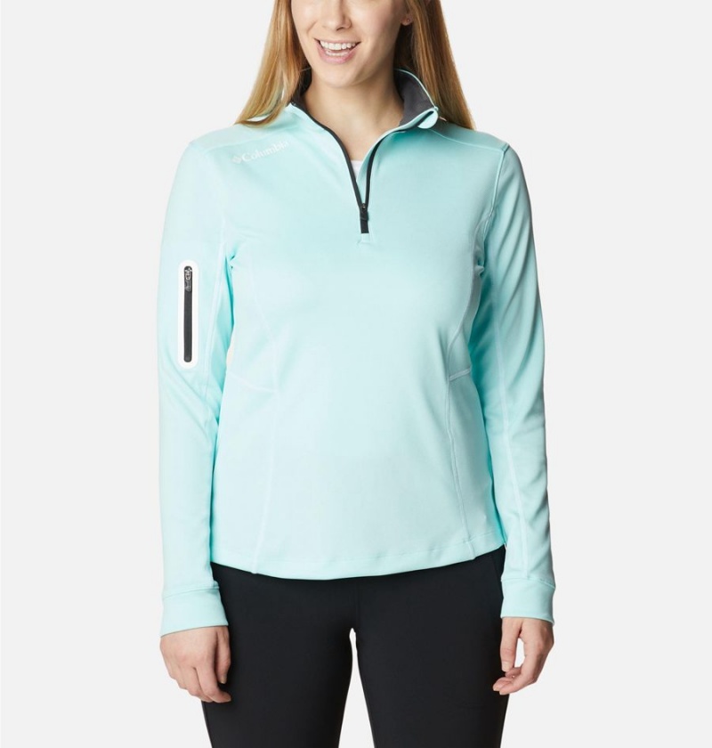 Turquoise Women's Columbia Shotgun Quarter Zip Golf Pullover | AVFRJ-3609