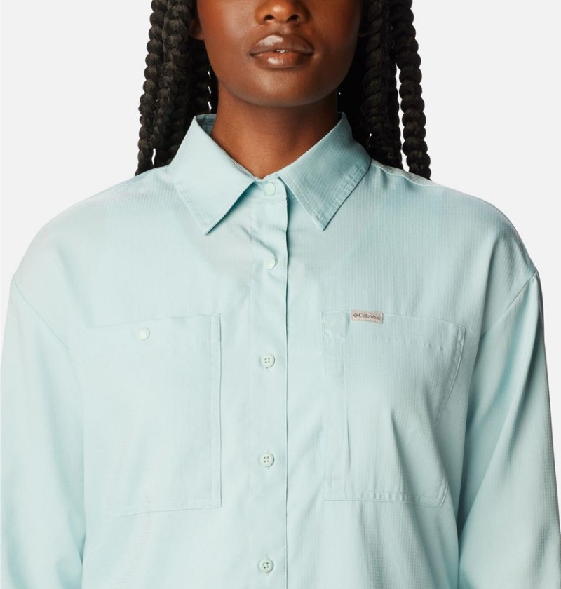 Turquoise Women's Columbia Silver Ridge Utility Long Sleeve Shirt | MFHAC-4257