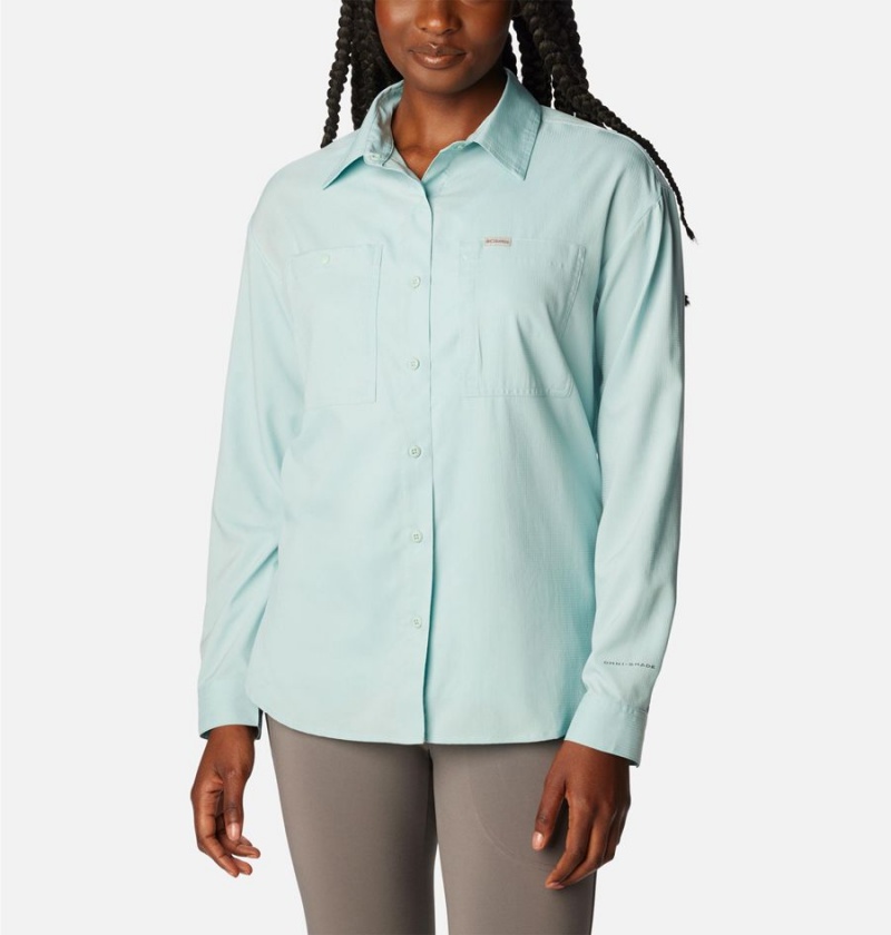 Turquoise Women\'s Columbia Silver Ridge Utility Long Sleeve Shirt | MFHAC-4257