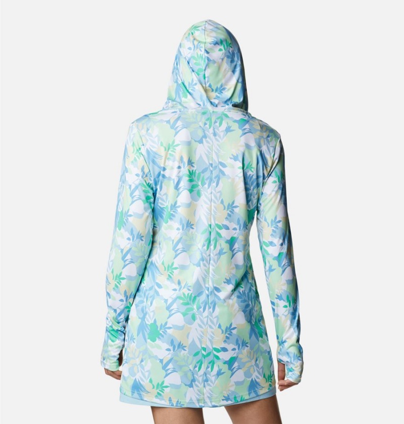 Turquoise Women's Columbia Summerdry Coverup Printed Tunic Hoodie | GJFML-3915