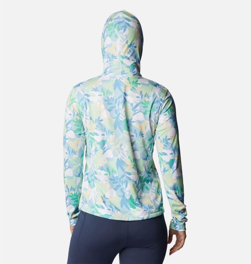 Turquoise Women's Columbia Summerdry Long Sleeve Printed Hoodie | LZQAI-8475