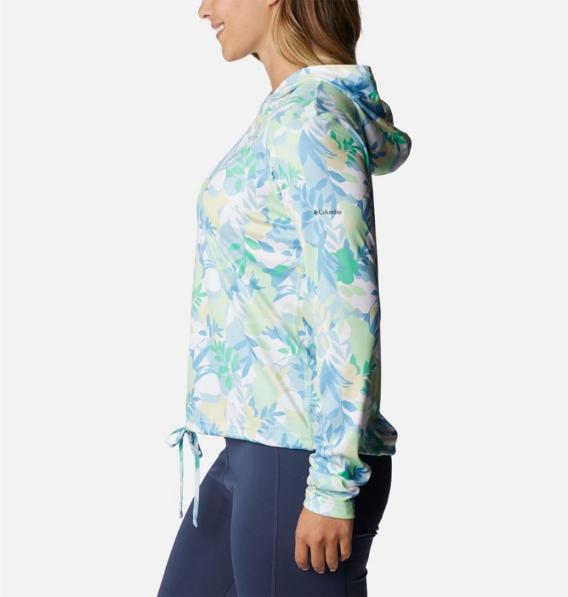 Turquoise Women's Columbia Summerdry Long Sleeve Printed Hoodie | LZQAI-8475