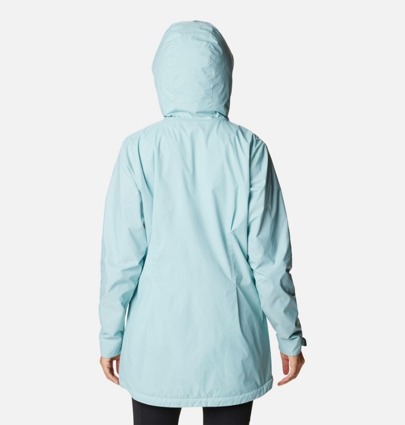 Turquoise Women's Columbia Switchback Lined Long Rain Jacket | DNLQR-8901