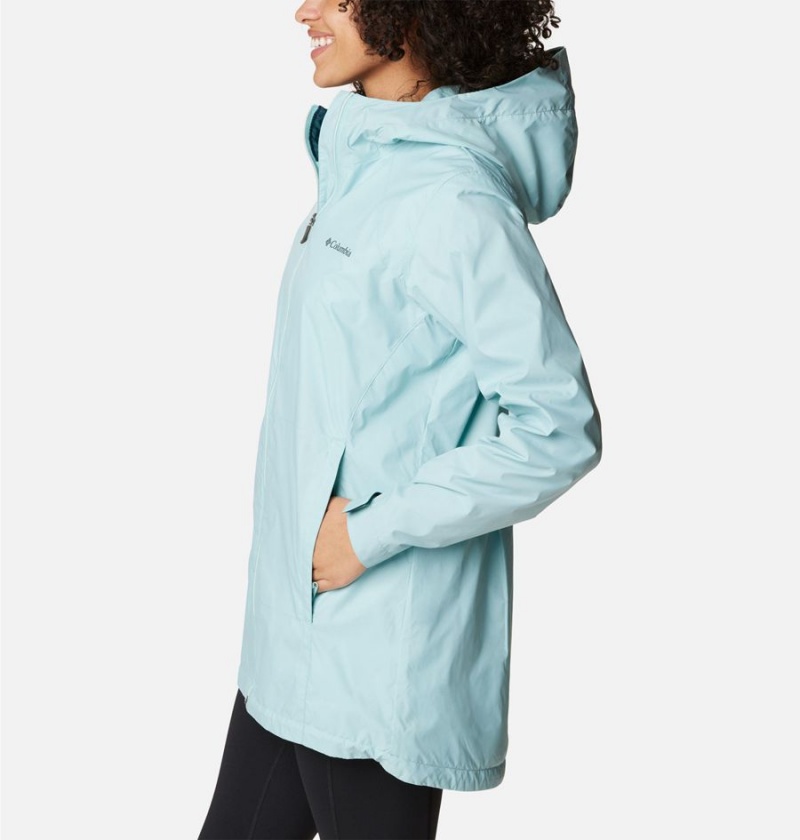 Turquoise Women's Columbia Switchback Lined Long Rain Jacket | DNLQR-8901