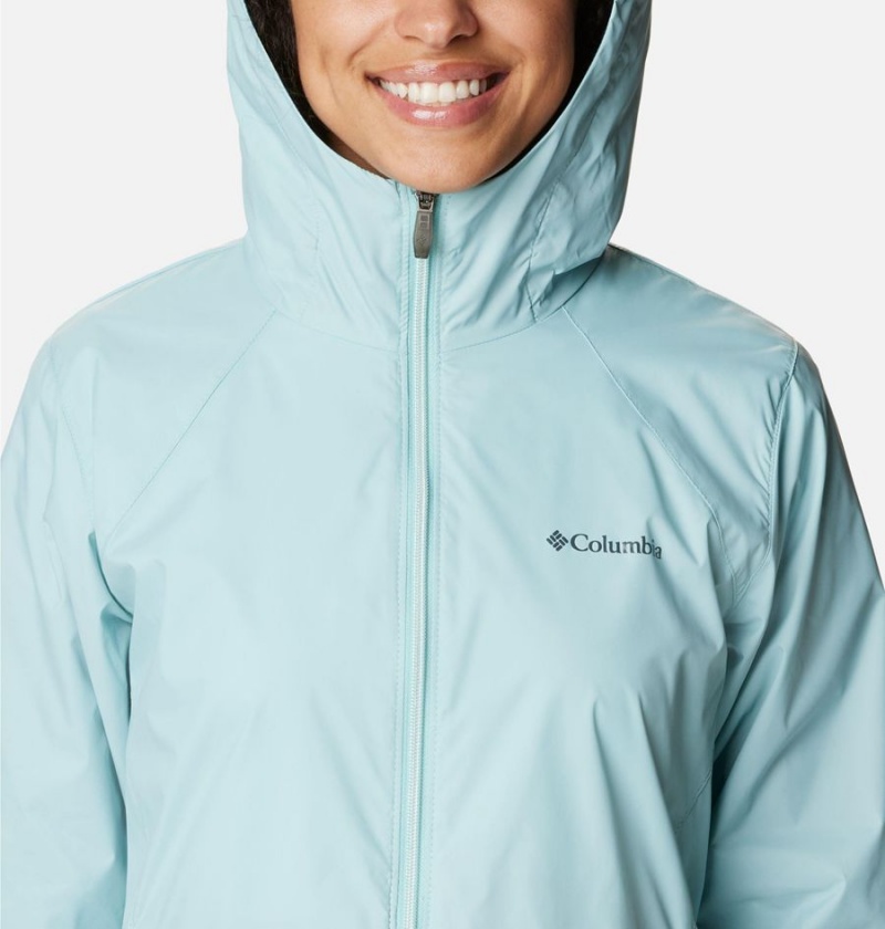 Turquoise Women's Columbia Switchback Lined Long Rain Jacket | DNLQR-8901