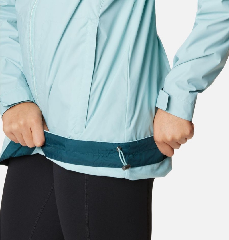 Turquoise Women's Columbia Switchback Lined Long Rain Jacket | DNLQR-8901