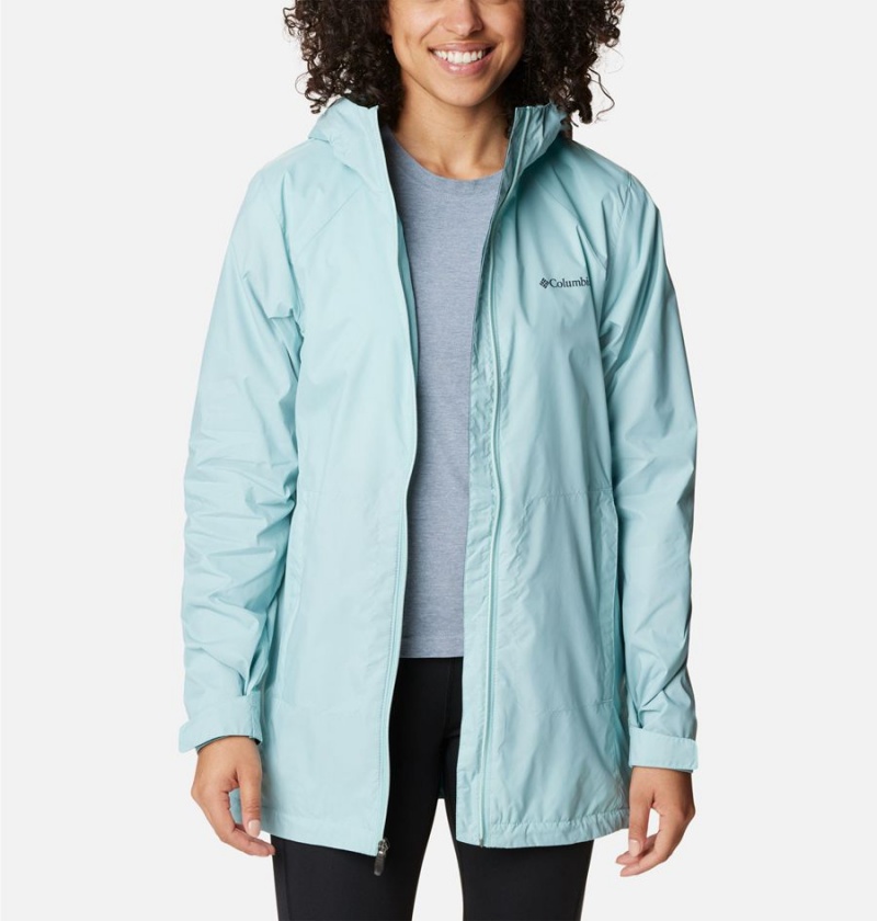 Turquoise Women's Columbia Switchback Lined Long Rain Jacket | DNLQR-8901