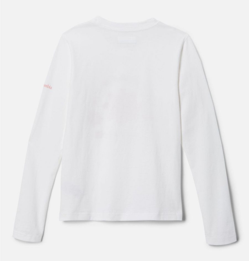 White Kids' Columbia Hazeldel Hill Long Sleeve Graphic T-Shirt | CAZMK-9364