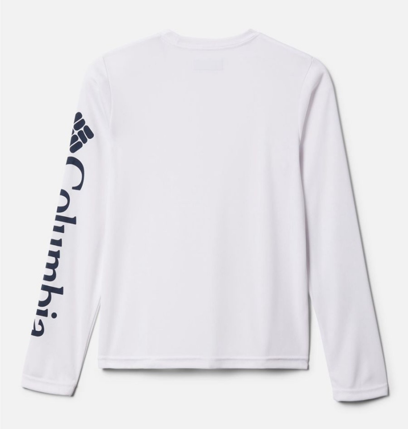 White Kids' Columbia PFG Terminal Tackle Long Sleeve T-Shirt | EQNSP-1740