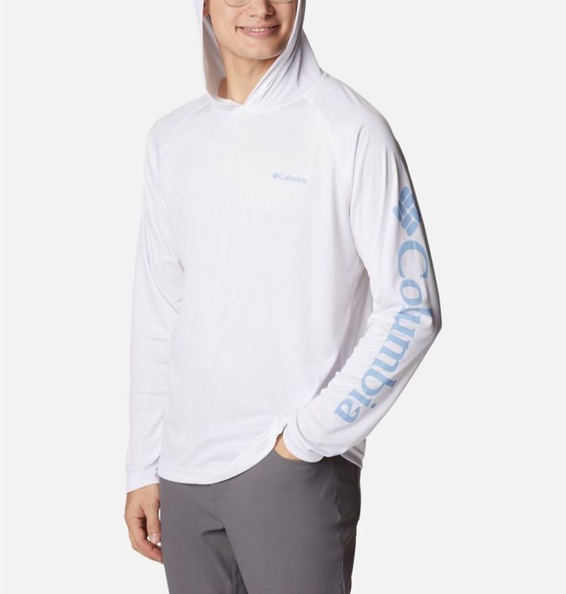 White Men's Columbia Fork Stream Hoodie | JFZAM-4036