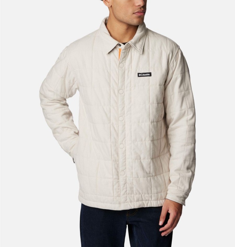 White Men's Columbia Landroamer Quilted Jacket Shirt | YNDZK-8749