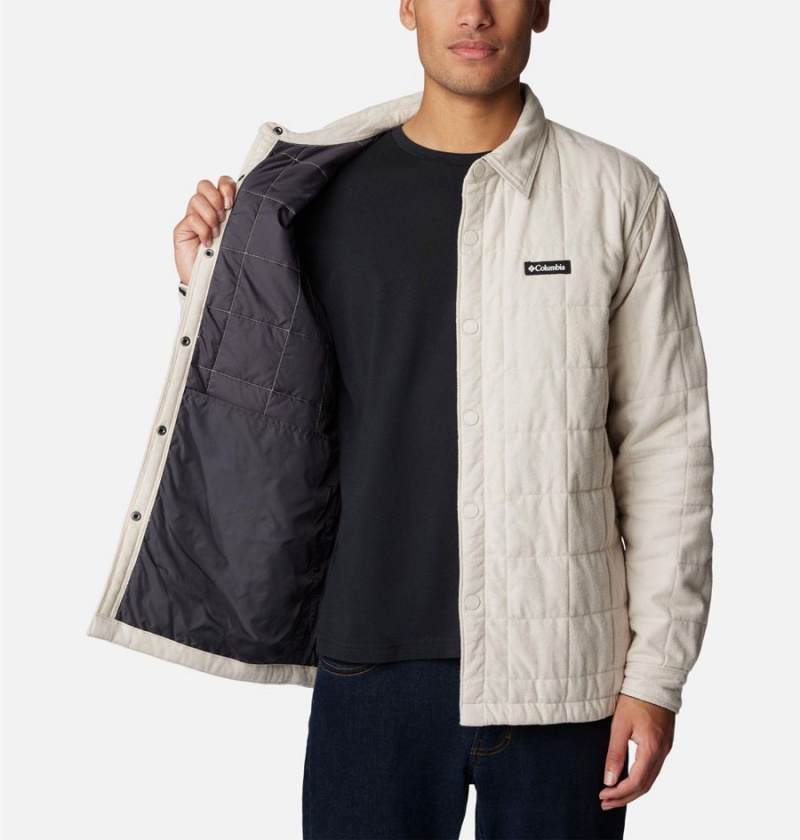 White Men's Columbia Landroamer Quilted Jacket Shirt | YNDZK-8749