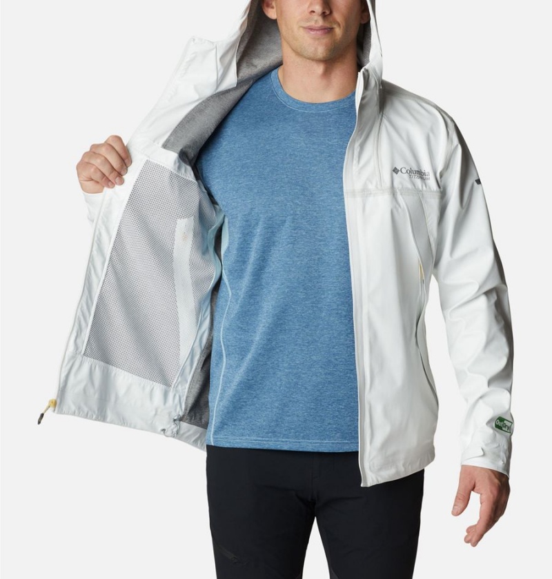 White Men's Columbia OutDry Extreme Eco II Tech Shell Rain Jacket | FGQAZ-9065