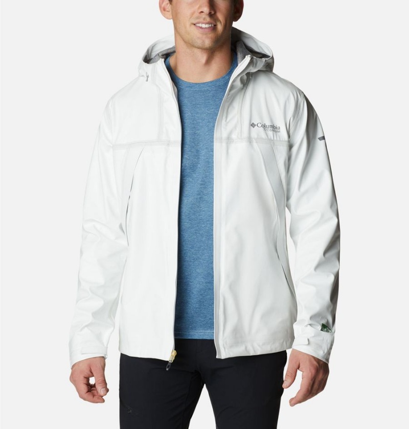 White Men's Columbia OutDry Extreme Eco II Tech Shell Rain Jacket | FGQAZ-9065