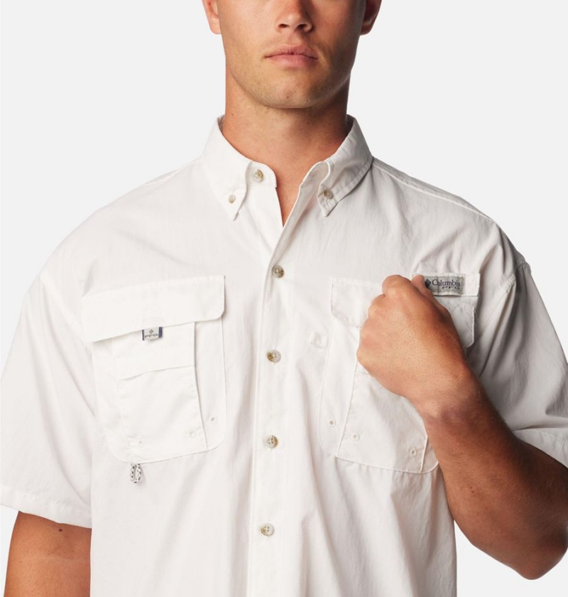 White Men's Columbia PFG Bahama II Short Sleeve Shirt | RIVOC-4903