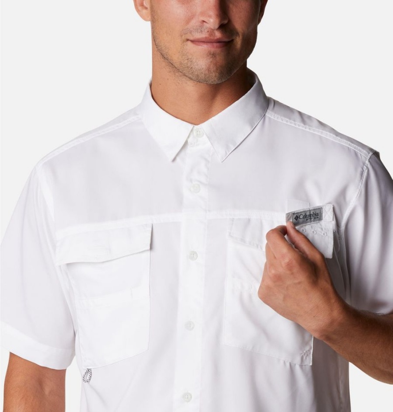 White Men's Columbia PFG Blood and Guts IV Woven Short Sleeve Shirt | ZJYTD-9854