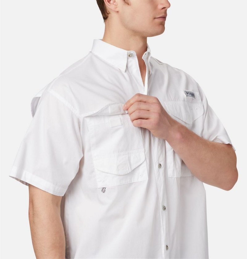 White Men's Columbia PFG Bonehead Short Sleeve Shirt | HMTSZ-2459