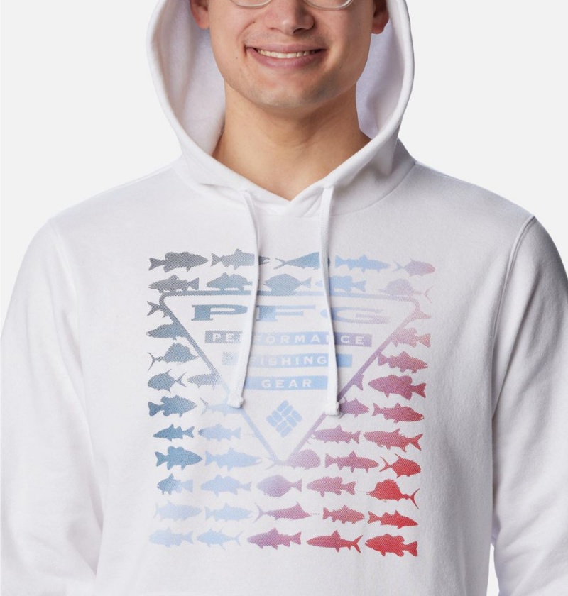 White Men's Columbia PFG Elements Hoodie | GSIAT-4217