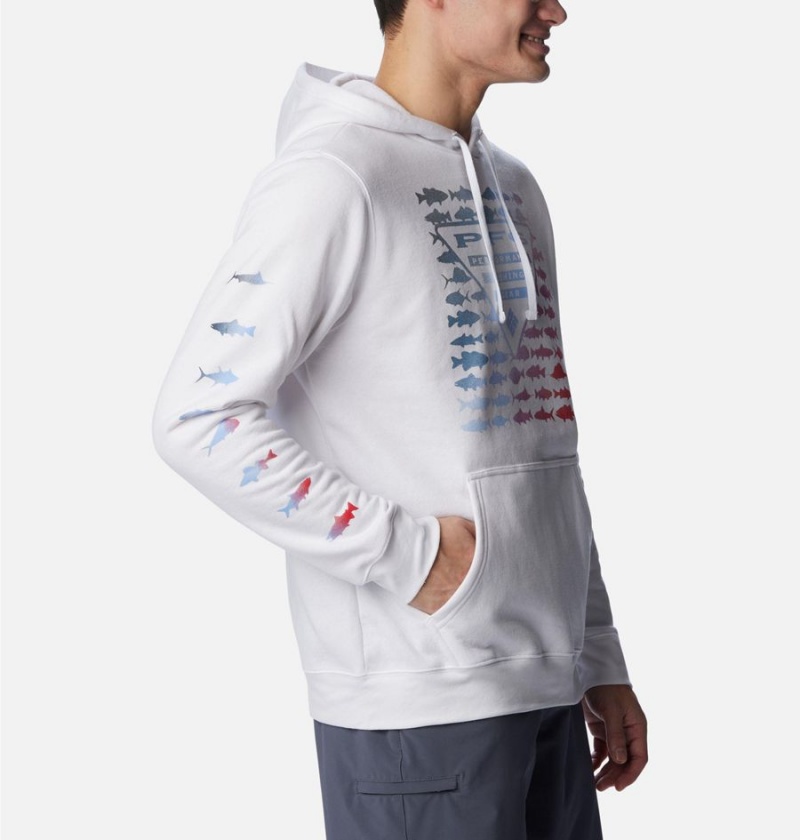 White Men's Columbia PFG Elements Hoodie | GSIAT-4217